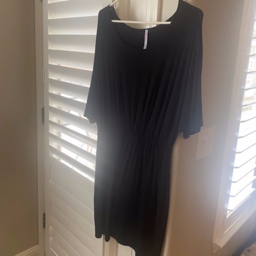 Azules Black Elastic Waist  Swim Cover Dress XL